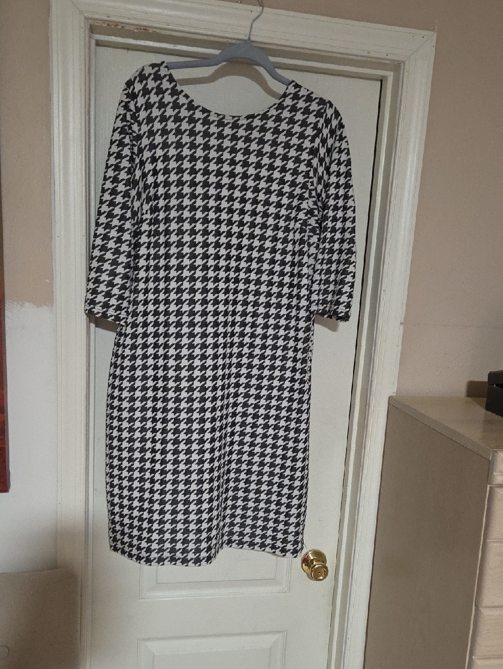 Jessica London Black and White Houndstooth Midi Dress